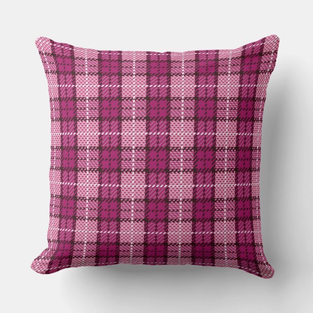 Pixel Plaid_Magenta-Black Cushion (Front)