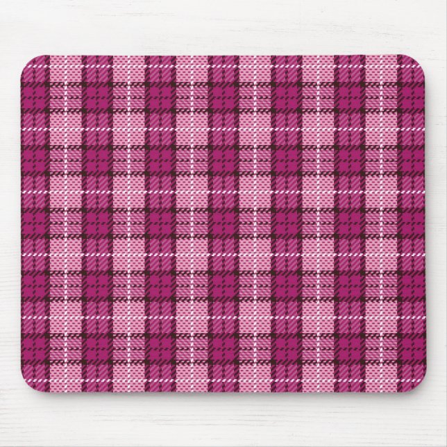 Pixel Plaid_Magenta-Black Mouse Pad (Front)