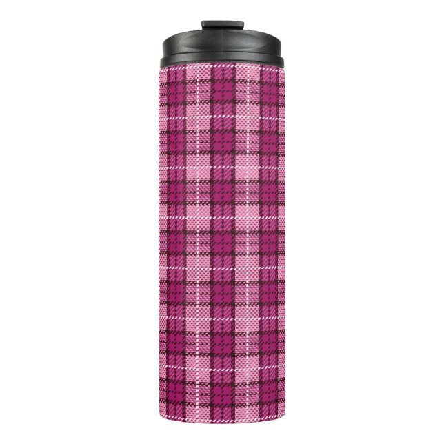Pixel Plaid_Magenta-Black Thermal Tumbler (Front)