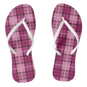 Pixel Plaid_Magenta-Black Thongs