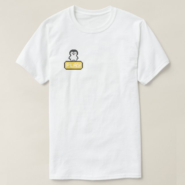 Pixel Play Button Retro Gamer T-Shirt (Design Front)