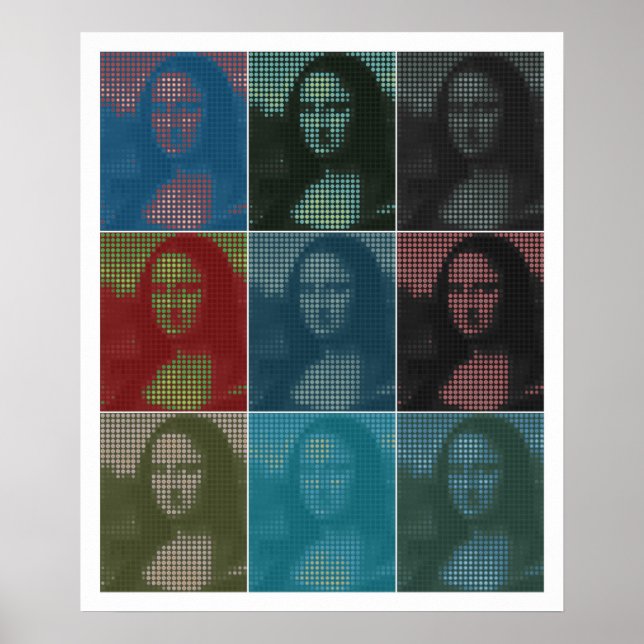 Pixel popart: Da Vinci's Mona Lisa (La Gioconda) Poster (Front)