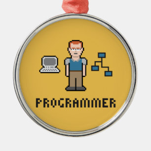 Pixel Programmer Premium Round Ornament