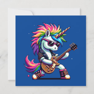 Pixel Punk Rock Unicorn Invitation