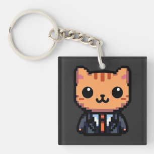 Pixel Purrfection Cat Key Ring