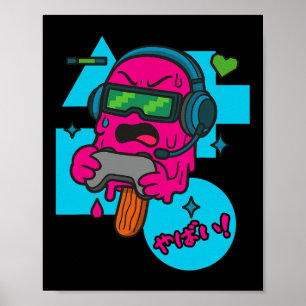 Pixel Rage Gamer Popsicle Funny Melting Ice Cream  Poster