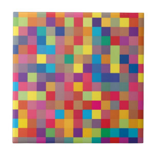Pixel Rainbow Square Pattern Tile