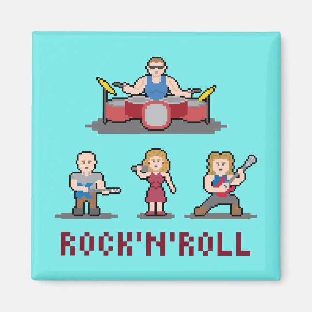 Pixel Rock'n'Roll Band Magnet (Front)