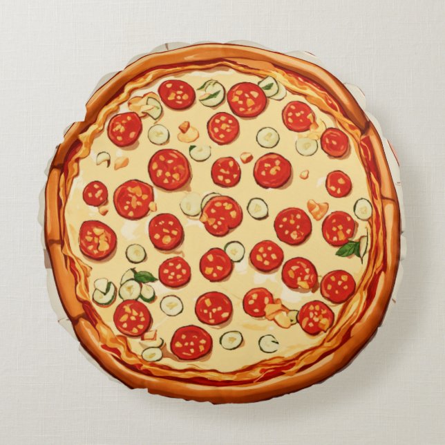 Pixel’s Pizza Pop Round Cushion (Front)