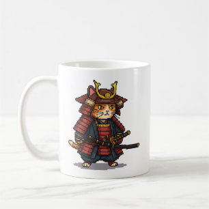 Pixel Samurai Cat  Coffee Mug
