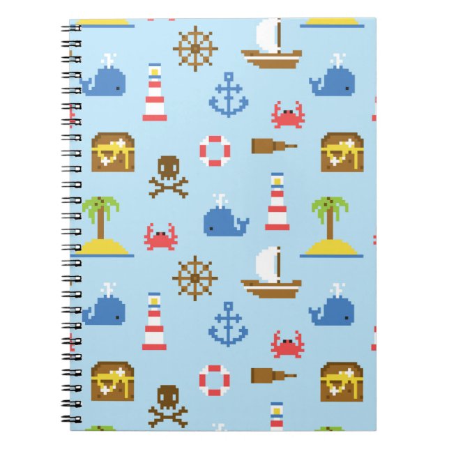 Pixel Sea Art Pattern Notebook (Front)