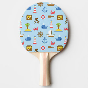 Pixel Sea Art Pattern Ping Pong Paddle