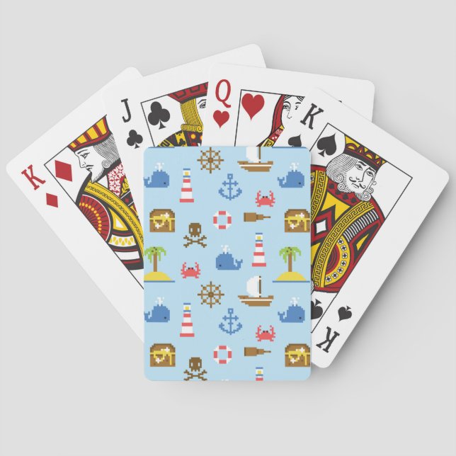 Pixel Sea Art Pattern Playing Cards (Back)