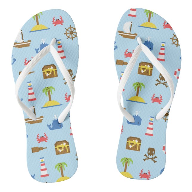 Pixel Sea Art Pattern Thongs (Footbed)