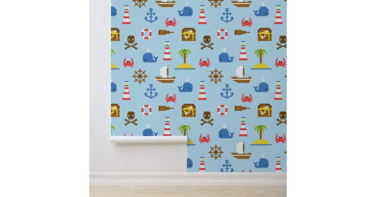 Pixel Sea Art Pattern Wallpaper Zazzle