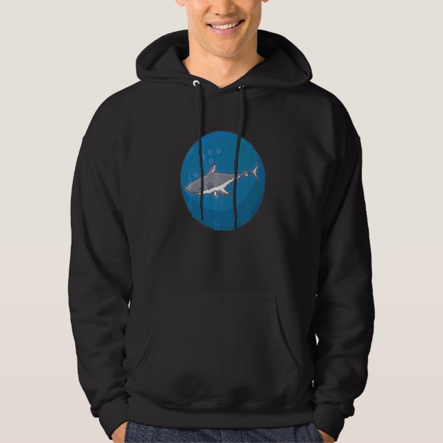Pixel  Shark Underwater Hoodie (Front)