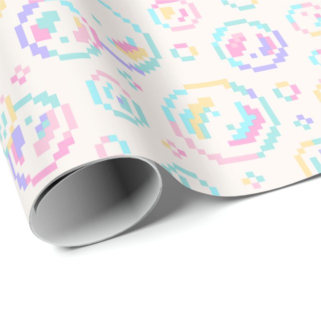 Pixel Soap Bubbles Pattern Wrapping Paper (Roll Corner)
