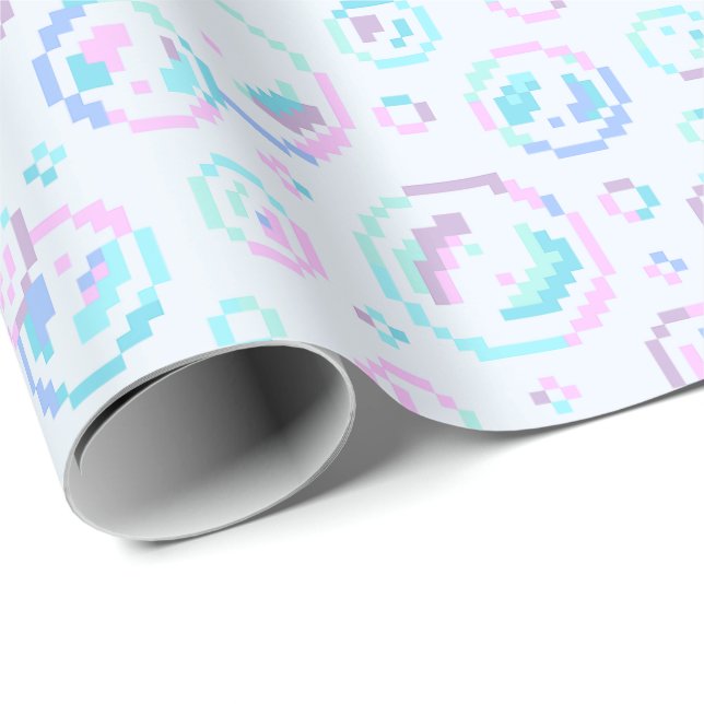 Pixel Soap Bubbles Pattern Wrapping Paper (Roll Corner)