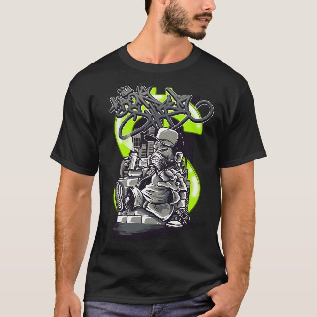 Pixel Soldier T-shirt Neon Green Action Design (Front)