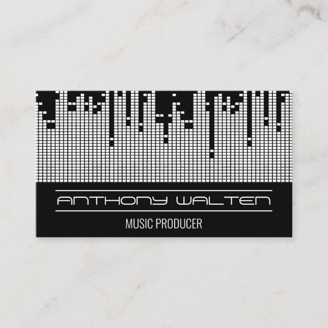 Pixel Sound Bar Background Business Card (Front)