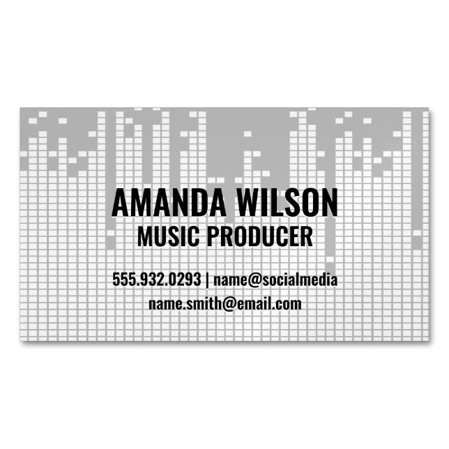 Pixel Sound Bar Background Magnetic Business Card (Front)
