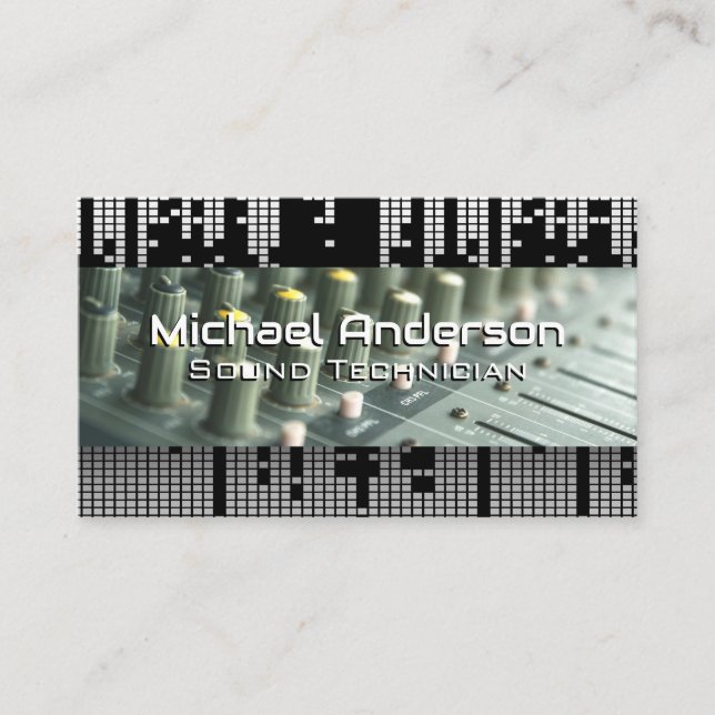 Pixel Sound Bar Background | Sound Mixer Business Card (Front)