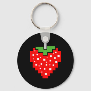 Pixel Strawberry 80s Retro Arcade Game Halloween C Key Ring