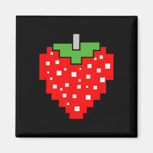Pixel Strawberry 80s Retro Arcade Game Halloween C Magnet