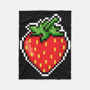 Pixel Strawberry 80s Video Game Halloween  Fleece Blanket