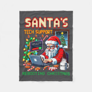 Pixel Support Rebooting Santa's Tech Fleece Blanket