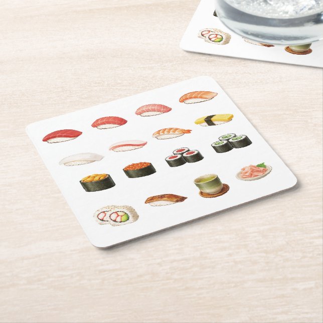Pixel Sushi Coaster – Japanese Food Design (Angled)