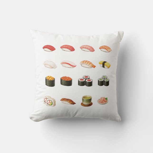 Pixel Sushi Cushion - Scan QR Code for Sushi game (Front)