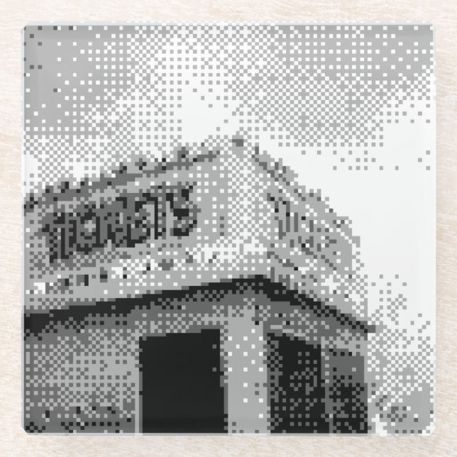 pixel ticket booth glass coaster (Front)