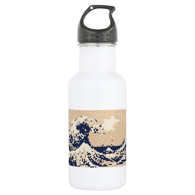 Pixel Tsunami 8 Bit Pixel Art 532 Ml Water Bottle (Front)