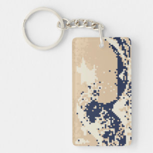 Pixel Tsunami 8 Bit Pixel Art Key Ring