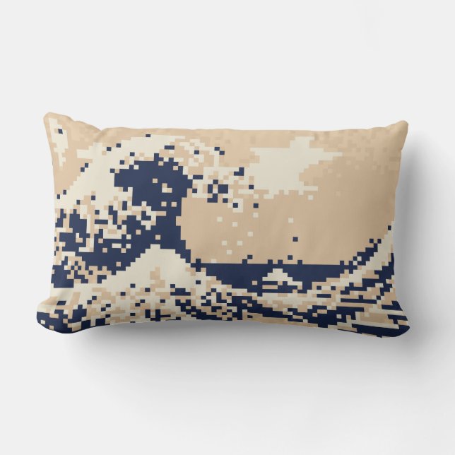 Pixel Tsunami 8 Bit Pixel Art Lumbar Cushion (Front)