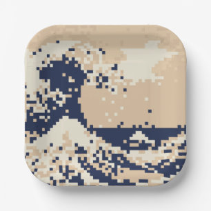 Pixel Tsunami 8 Bit Pixel Art Paper Plate