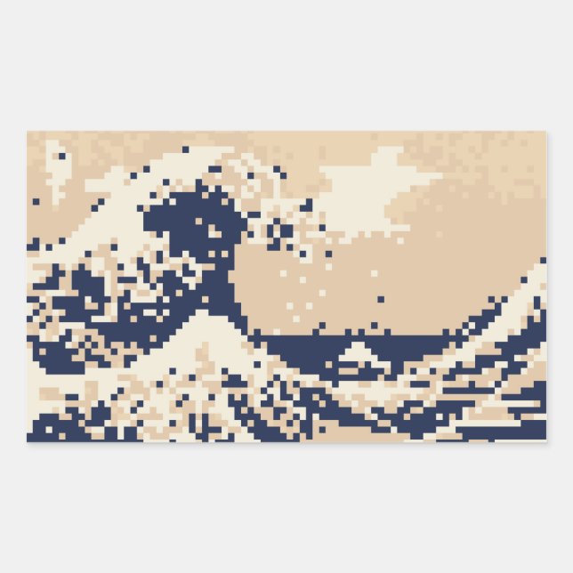 Pixel Tsunami 8 Bit Pixel Art Rectangular Sticker (Front)