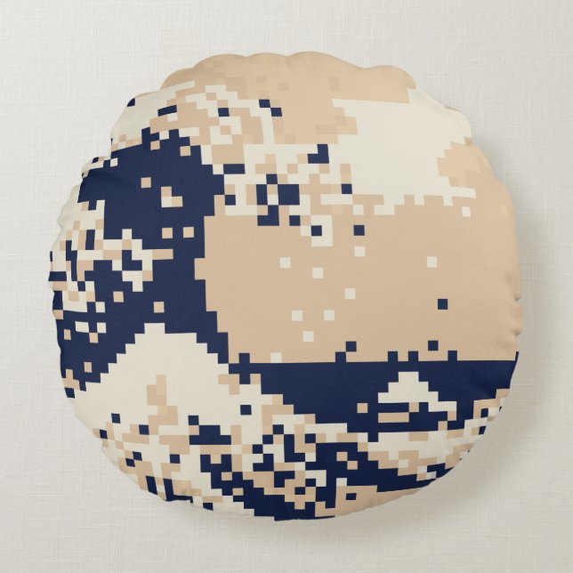 Pixel Tsunami 8 Bit Pixel Art Round Cushion (Front)