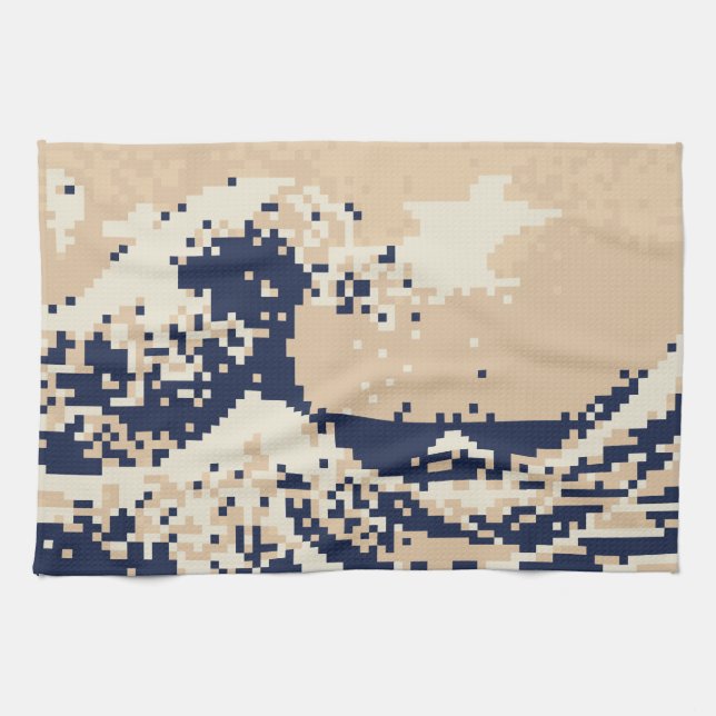 Pixel Tsunami 8 Bit Pixel Art Tea Towel (Horizontal)