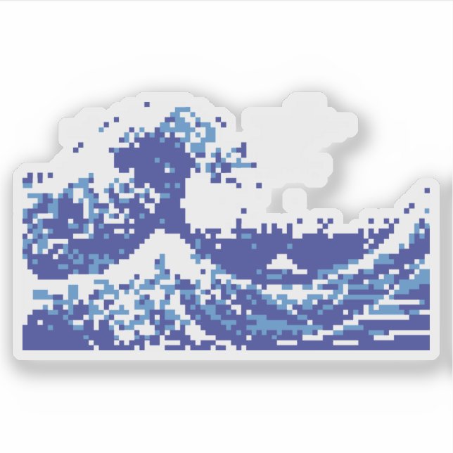 Pixel Tsunami Blue 8 Bit Pixel Art (Front)
