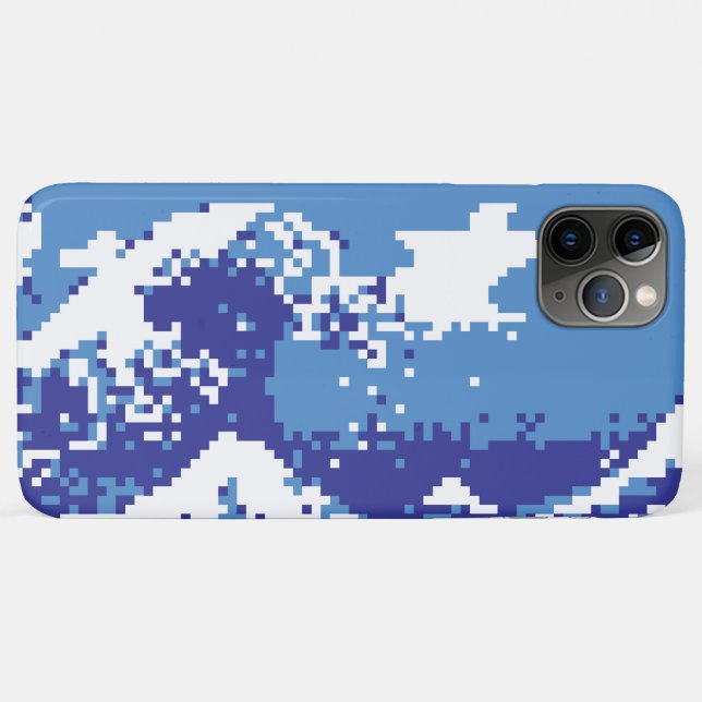 Pixel Tsunami Blue 8 Bit Pixel Art Case-Mate iPhone Case (Back (Horizontal))