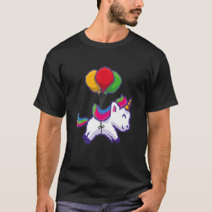 Pixel Unicorn On Balloons T-Shirt
