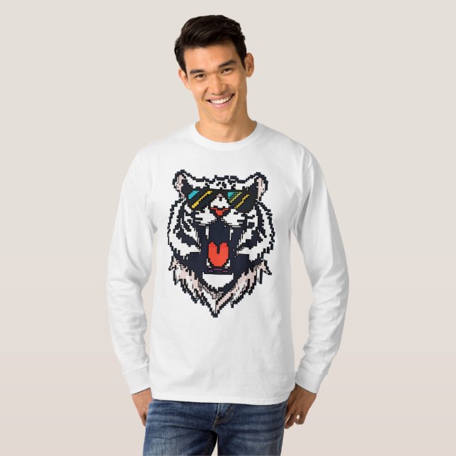Pixel White Tiger T-Shirt (Front Full)