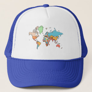 Pixel World Map – Retro 8-Bit Style Global Design Trucker Hat