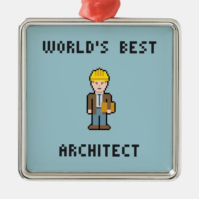 Pixel World's Best Architect Metal Tree Decoration (Front)