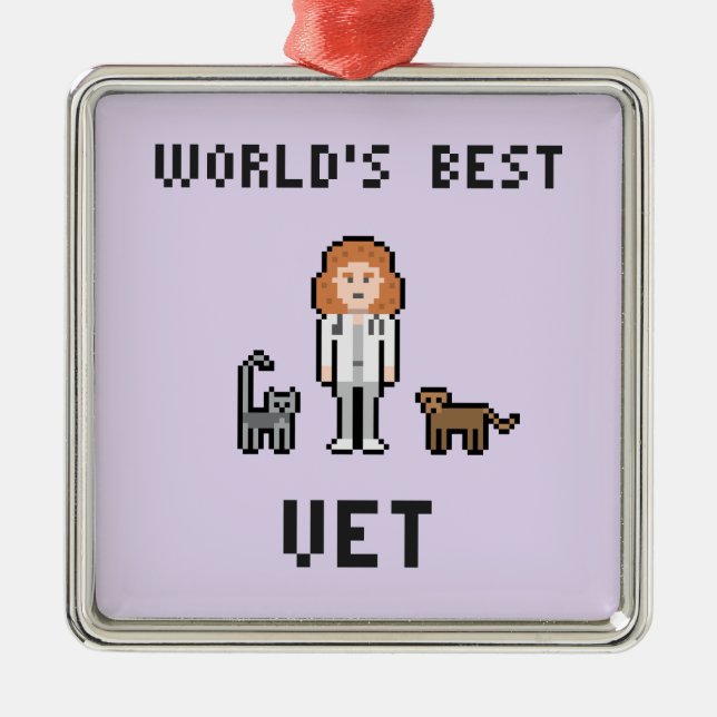 Pixel World's Best Female Vet Ornament (Front)