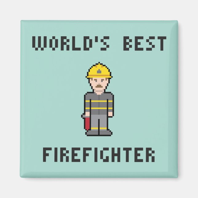 Pixel World's Best Firefighter Magnet (Front)