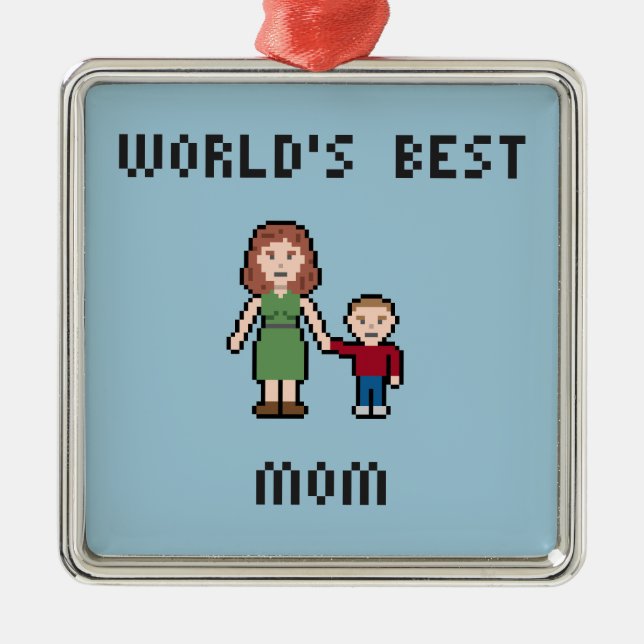 Pixel World's Best Mum Ornament (Front)