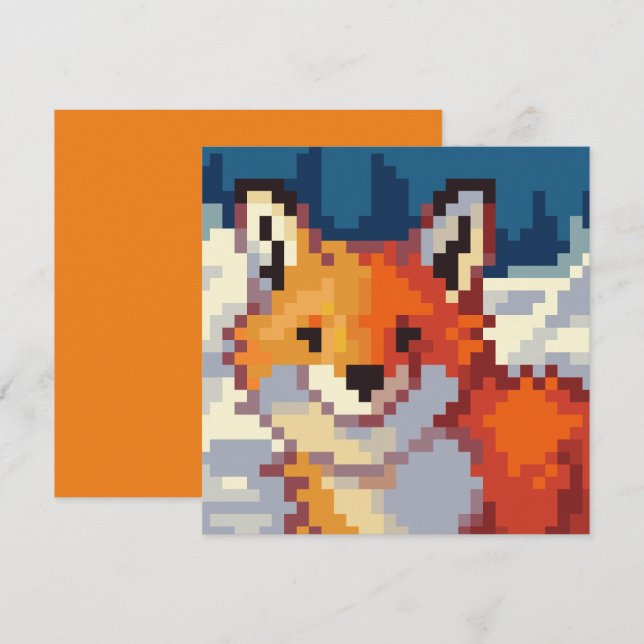Pixelart, vos, Fox, Pixel Art Holiday Card (Front/Back)